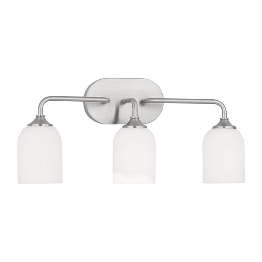 Emile Three Light Vanity in Brushed Steel