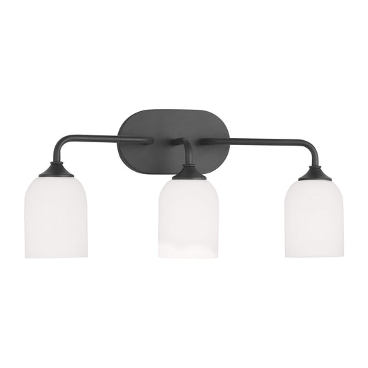 Generation Lighting - GLV1023MBK - Three Light Vanity - Emile - Midnight Black