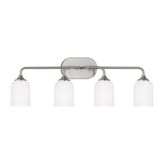 Emile Four Light Vanity in Brushed Steel