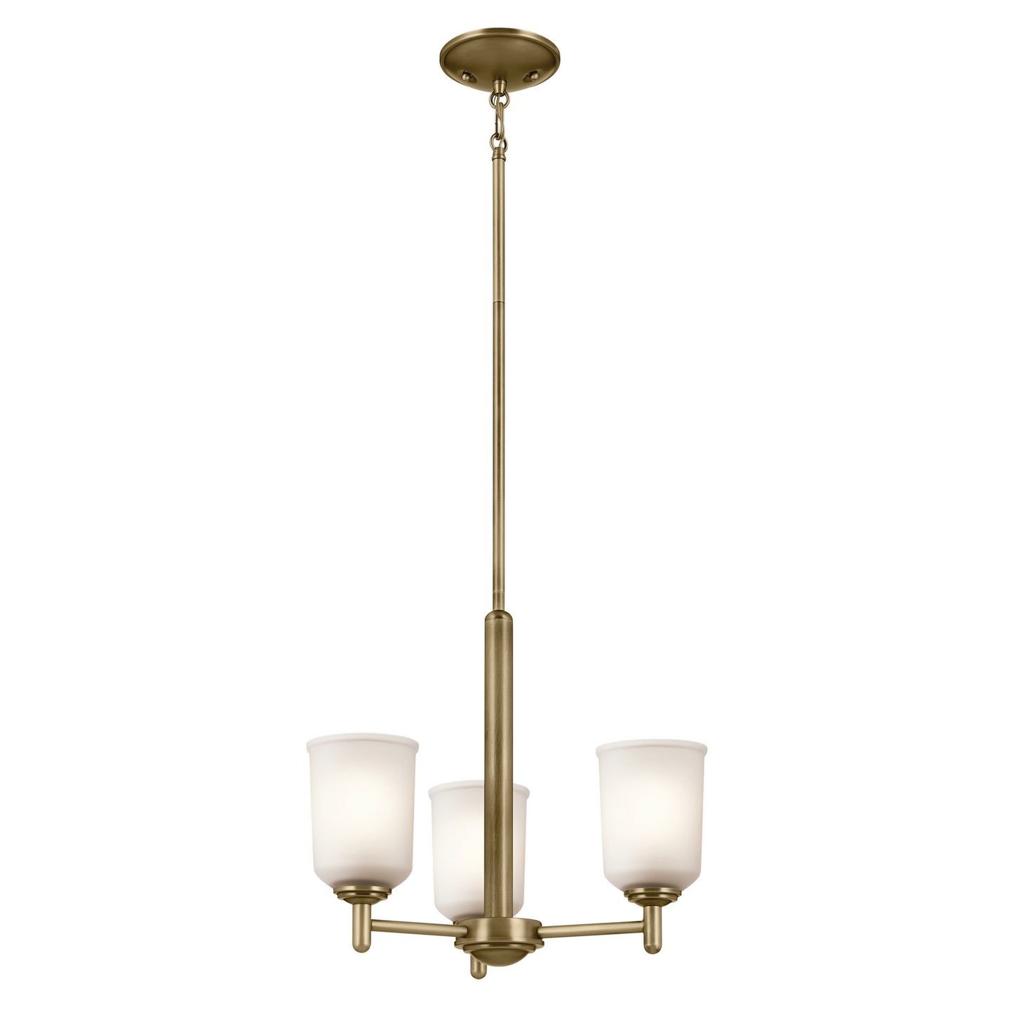 Shailene Three Light Mini Chandelier in Natural Brass