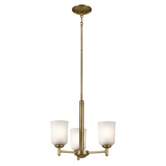 Shailene Three Light Mini Chandelier in Natural Brass