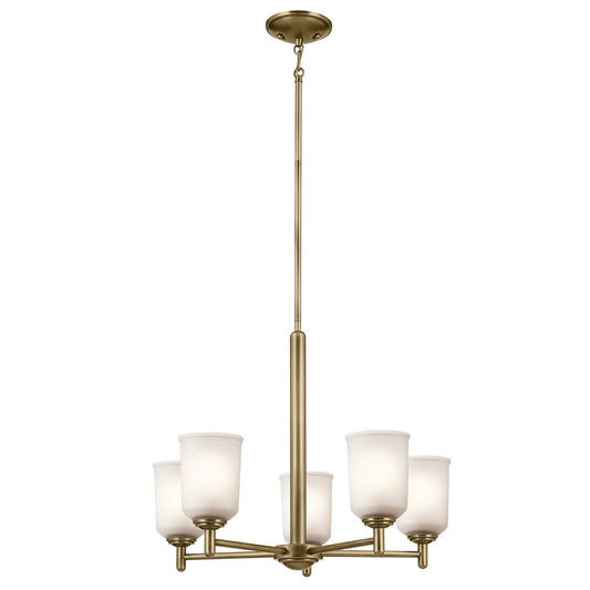 Shailene Five Light Chandelier in Natural Brass