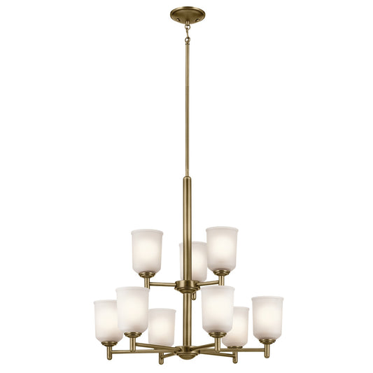Shailene Nine Light Chandelier in Natural Brass