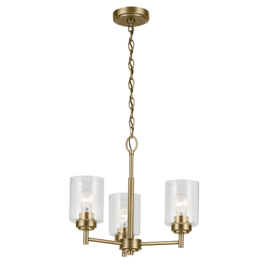 Winslow Three Light Mini Chandelier in Natural Brass