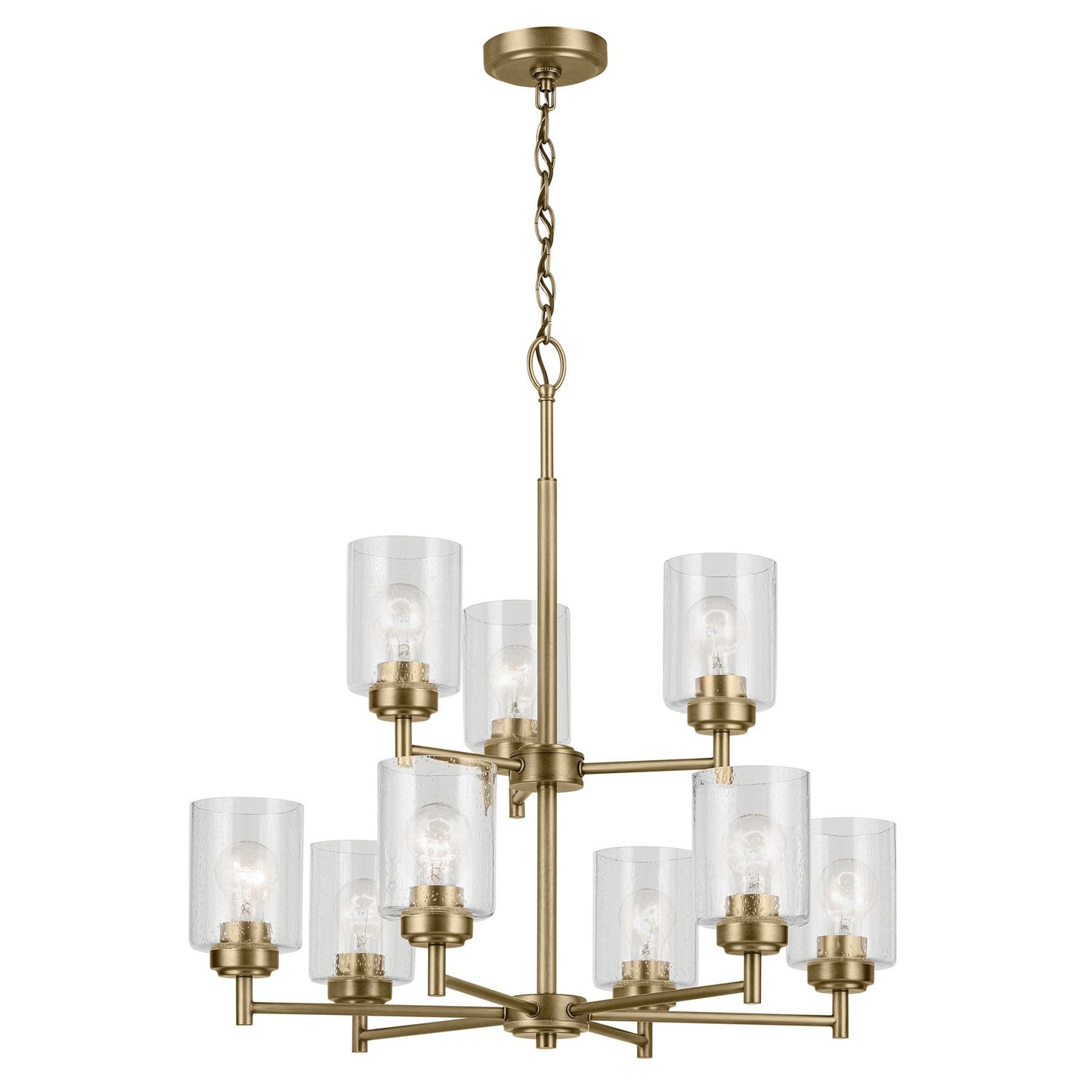 Winslow Nine Light Chandelier in Natural Brass