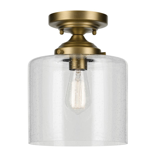 Winslow One Light Semi Flush Mount in Natural Brass