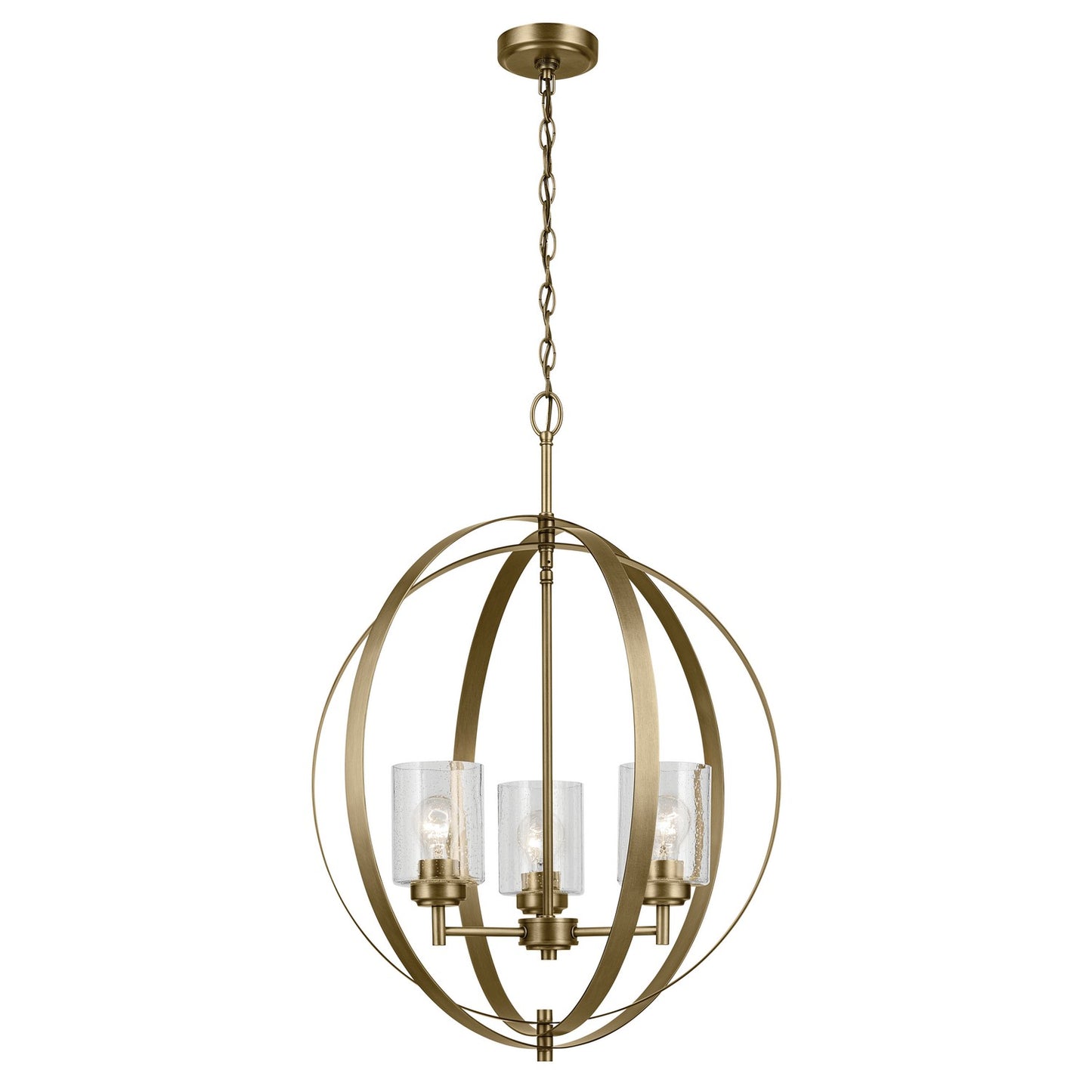 Winslow Three Light Chandelier in Natural Brass