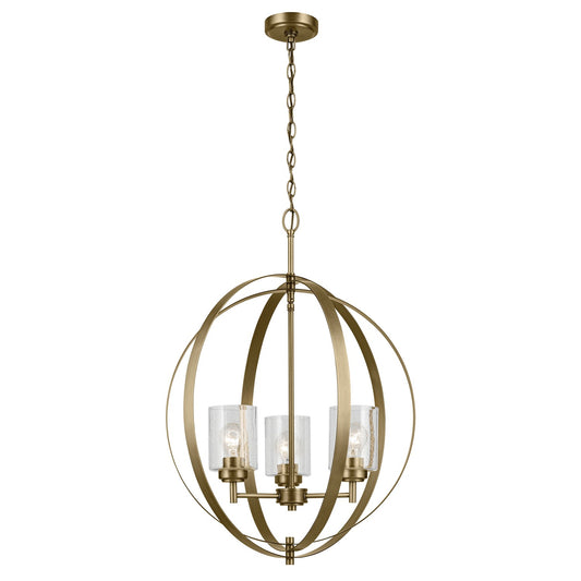 Winslow Three Light Chandelier in Natural Brass