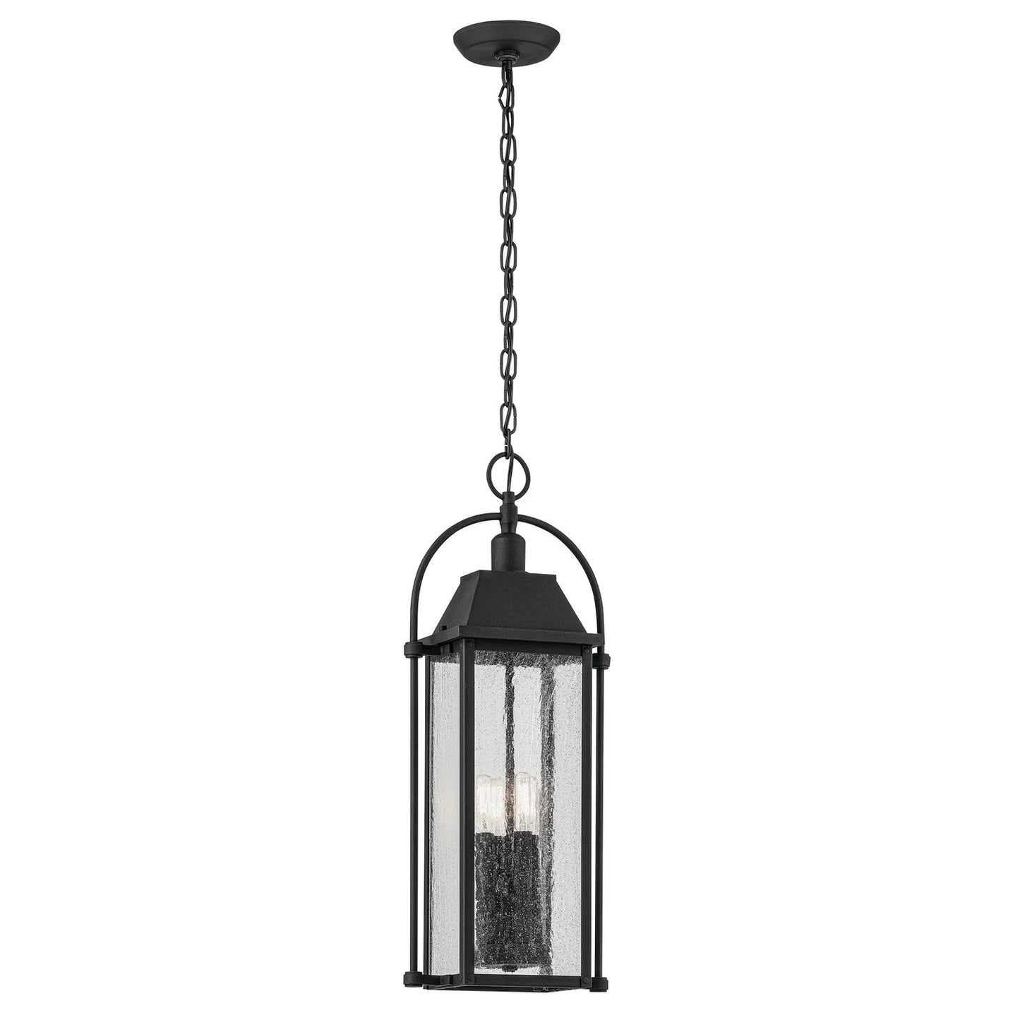 Harbor Row Four Light Outdoor Pendant in Textured Black
