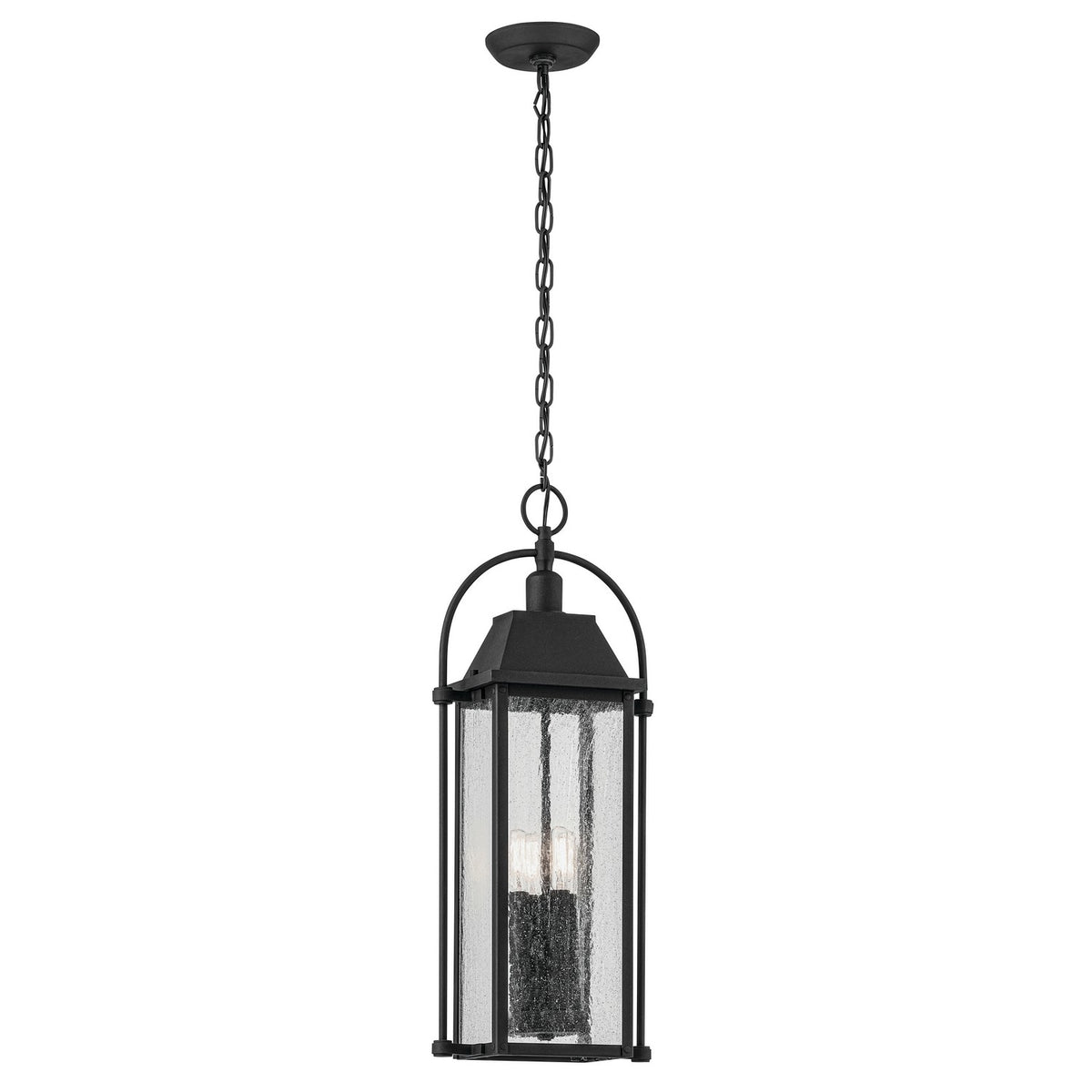 Harbor Row Four Light Outdoor Pendant in Textured Black