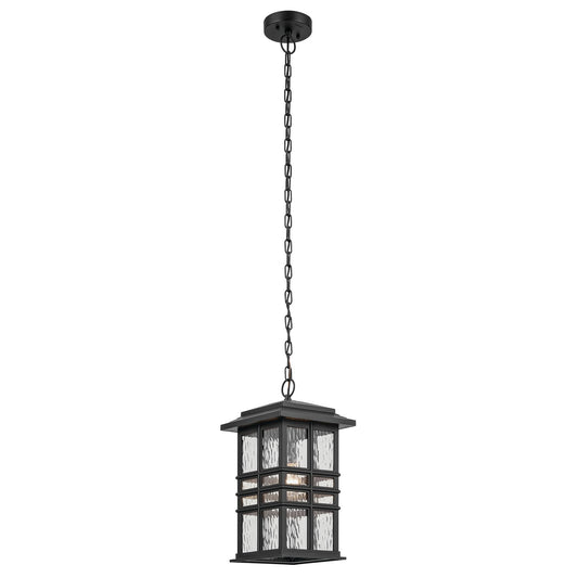 Beacon Square One Light Outdoor Pendant in Textured Black