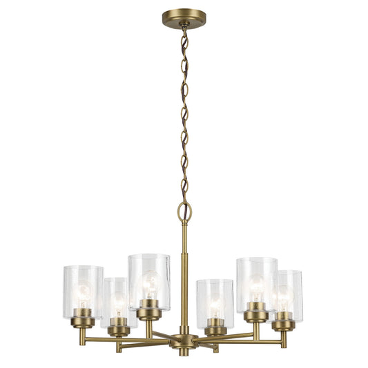 Winslow Six Light Chandelier in Natural Brass