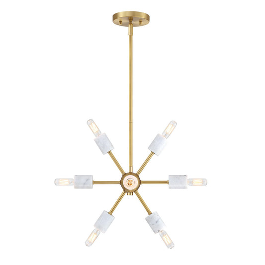 Star Dust Eight Light Pendant in Brushed Gold