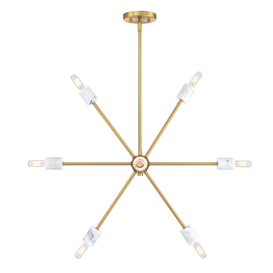 Star Dust Eight Light Chandelier in Brushed Gold