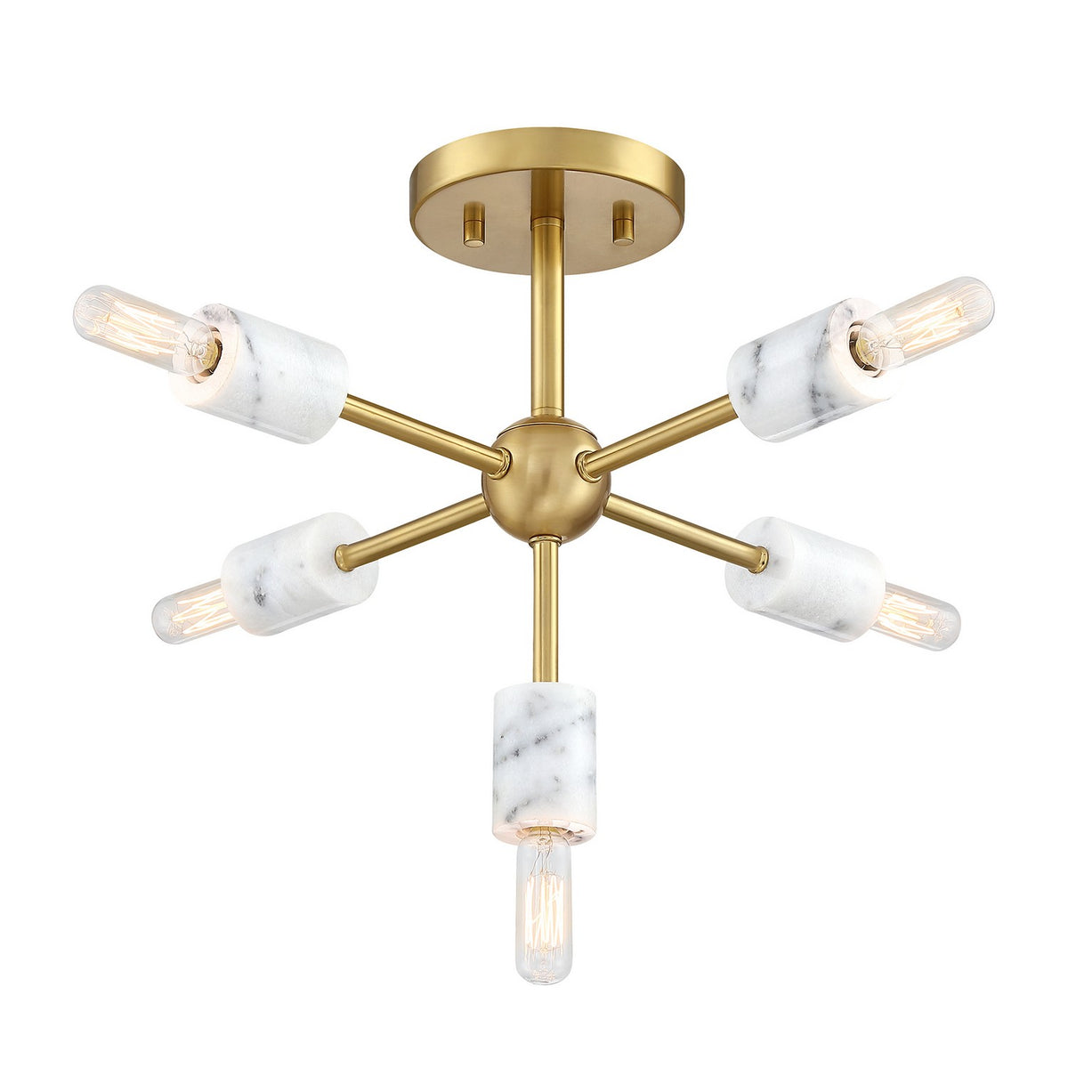 Star Dust Five Light Semi Flush Mount in Brushed Gold