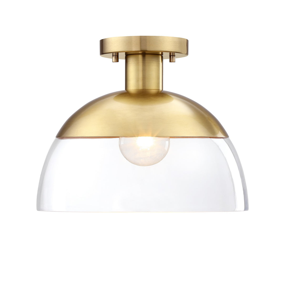 Rey One Light Semi Flush Mount in Brushed Gold