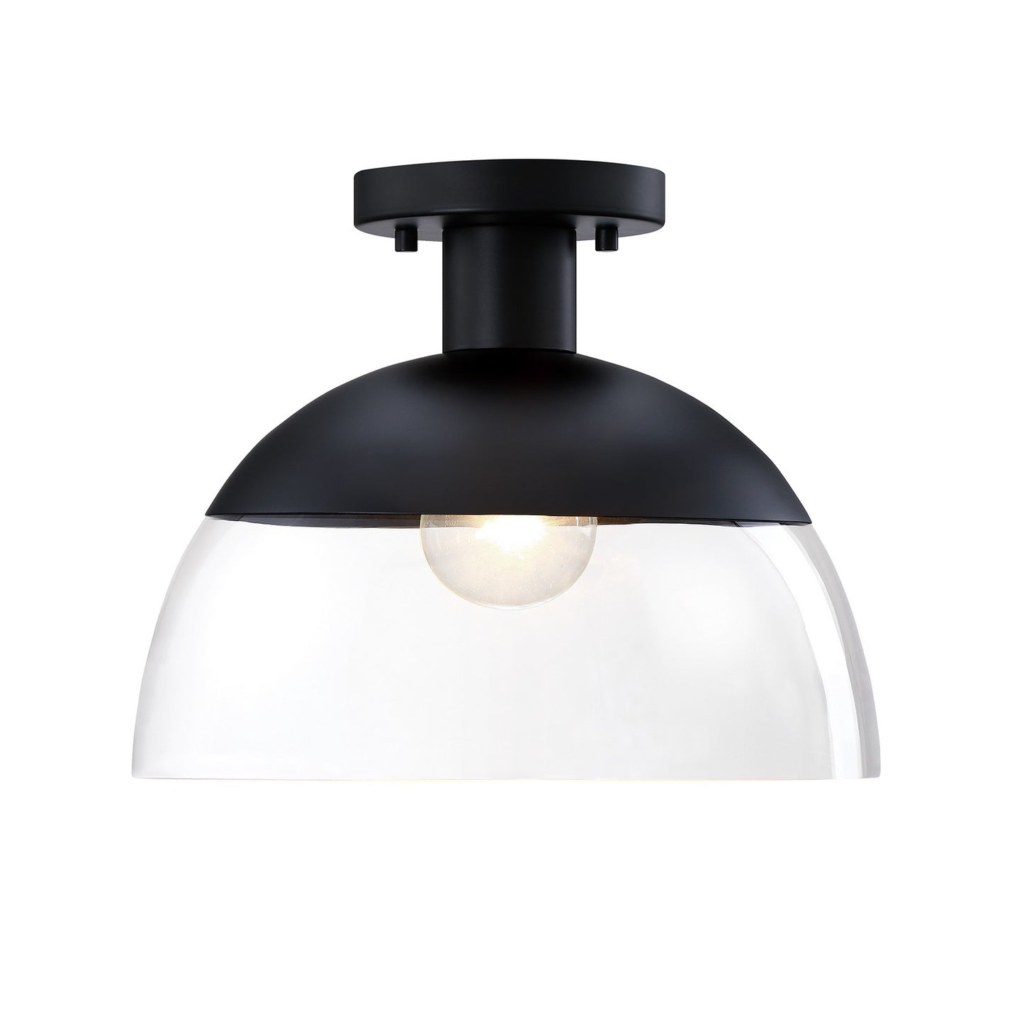 Rey One Light Semi Flush Mount in Matte Black
