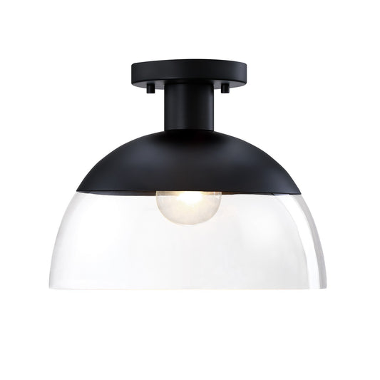 Rey One Light Semi Flush Mount in Matte Black