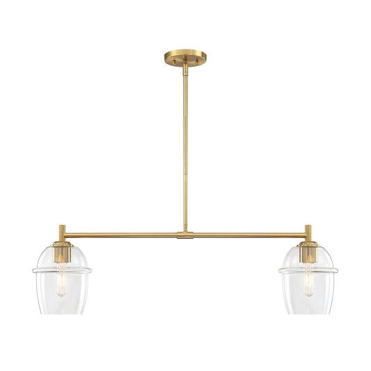 Summer Jazz Two Light Island Pendant in Brushed Gold