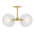 Sky Fall Three Light Semi Flush Mount in Brushed Gold