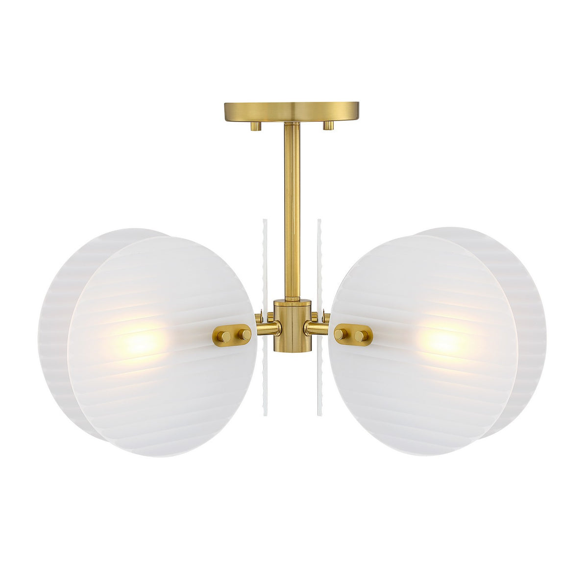 Sky Fall Three Light Semi Flush Mount in Brushed Gold