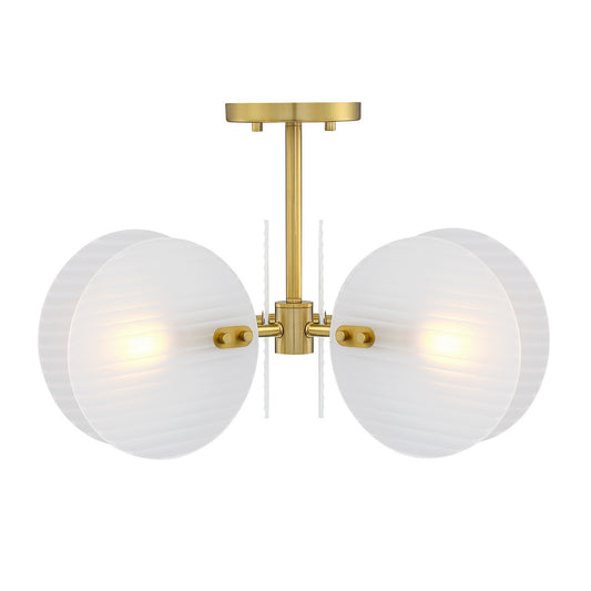 Sky Fall Three Light Semi Flush Mount in Brushed Gold