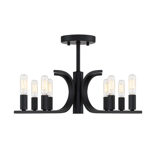 Skye Eight Light Semi Flush Mount in Matte Black