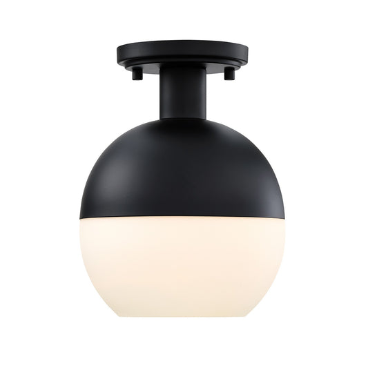 Linden One Light Semi Flush Mount in Matte Black