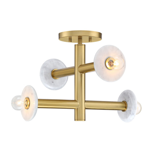 Fina Four Light Semi Flush Mount in Brushed Gold