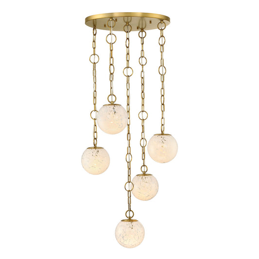 Wine Flower Five Light Chandelier in Brushed Gold