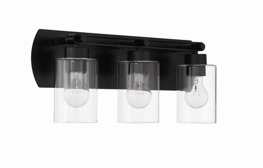 Hendrix Three Light Vanity in Flat Black