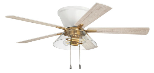 Insight 52" Ceiling Fan in White/Satin Brass