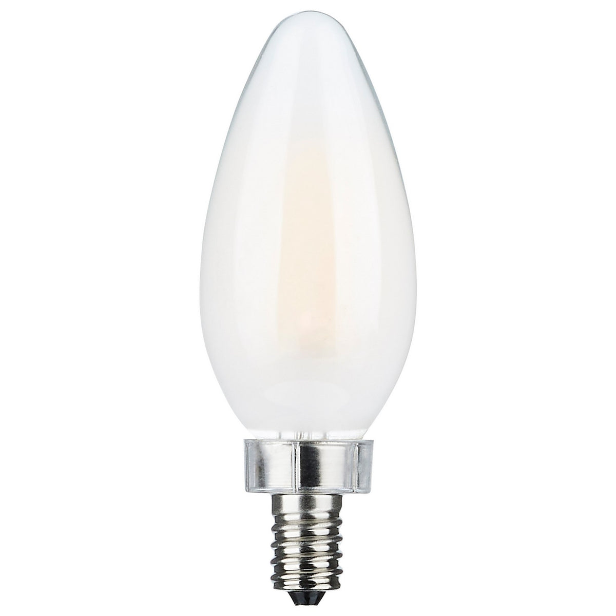 (4-Pack) Satco S11346 8W LED C11 Candle Bulb, E12 Base, 3000K, 760 Lumens, Frost