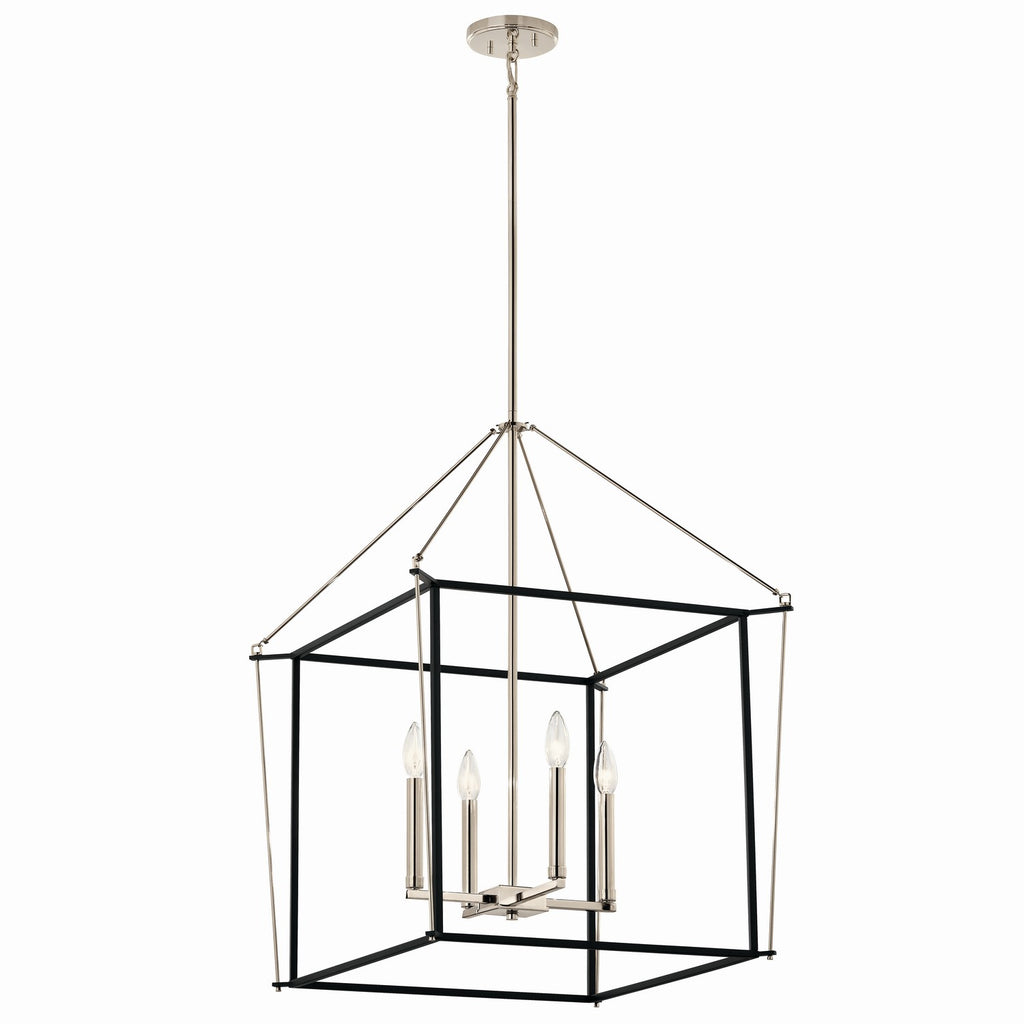 Eisley Four Light Foyer Pendant in Polished Nickel