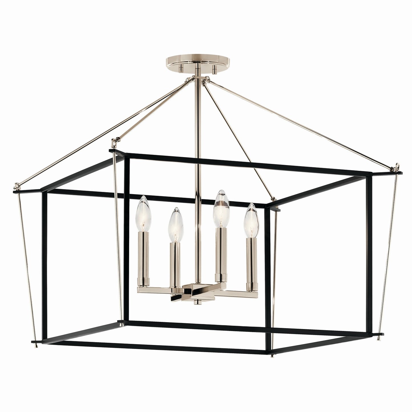 Eisley Four Light Semi Flush Mount in Polished Nickel