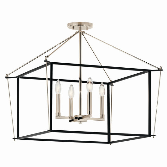 Eisley Four Light Semi Flush Mount in Polished Nickel