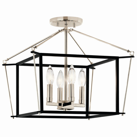 Eisley Four Light Semi Flush Mount in Polished Nickel