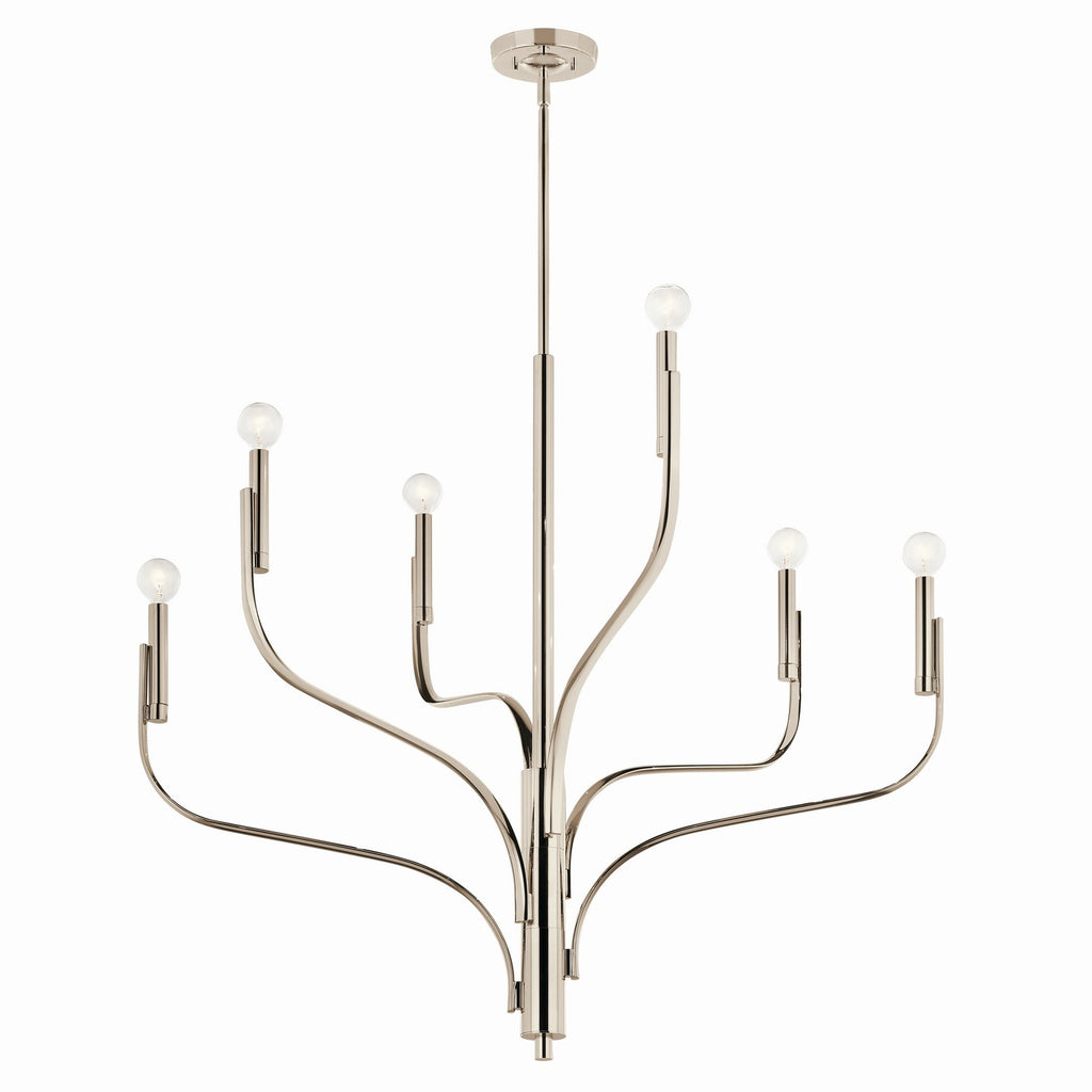 Livadia Six Light Chandelier in Polished Nickel