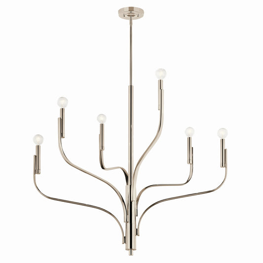 Livadia Six Light Chandelier in Polished Nickel