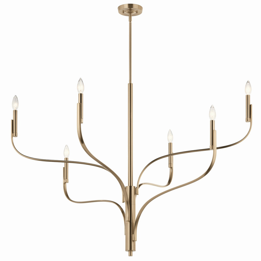 Livadia Six Light Chandelier in Champagne Bronze