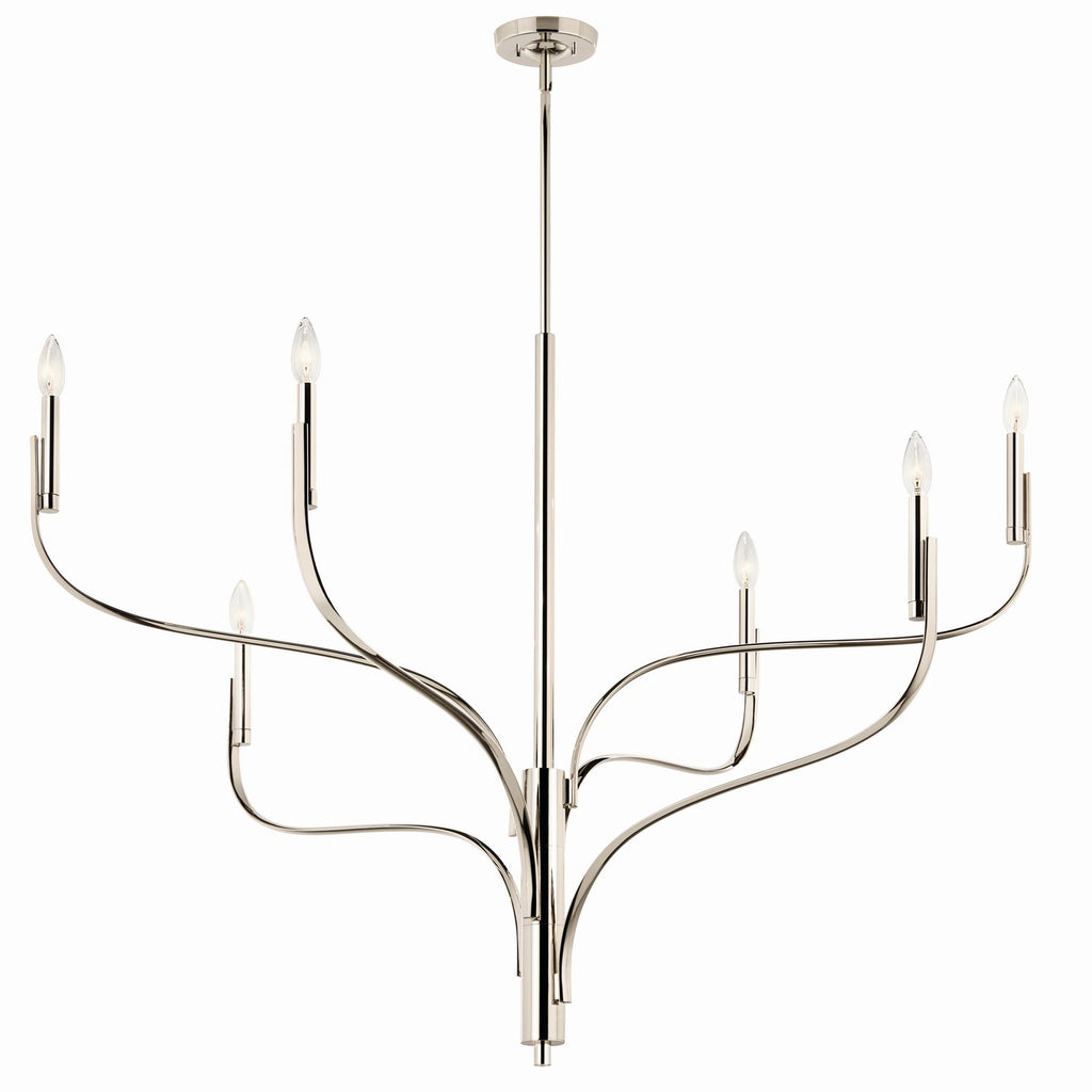 Livadia Six Light Chandelier in Polished Nickel