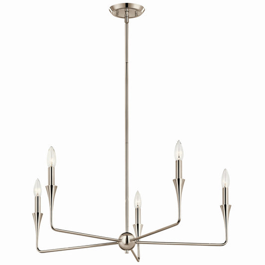 Alvaro Five Light Chandelier in Polished Nickel