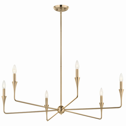 Alvaro Six Light Chandelier in Champagne Bronze
