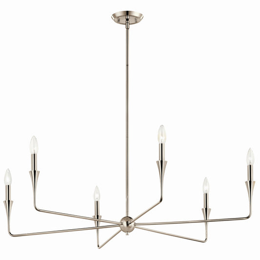 Alvaro Six Light Chandelier in Polished Nickel