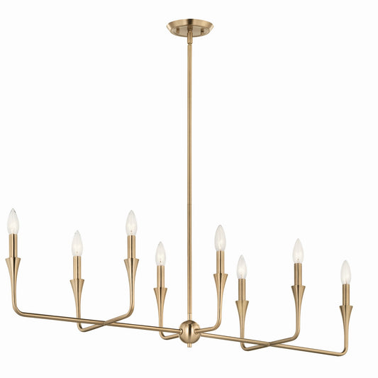 Alvaro Eight Light Linear Chandelier in Champagne Bronze