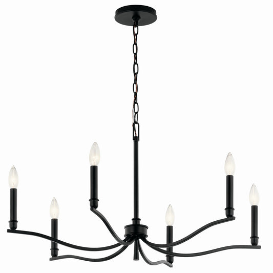 Malene Six Light Chandelier in Black