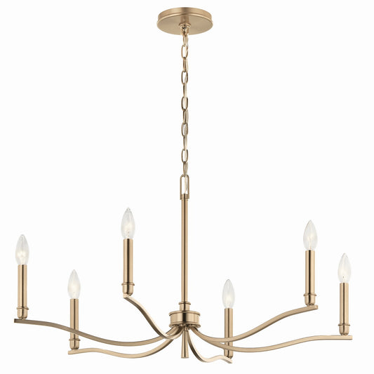 Malene Six Light Chandelier in Champagne Bronze