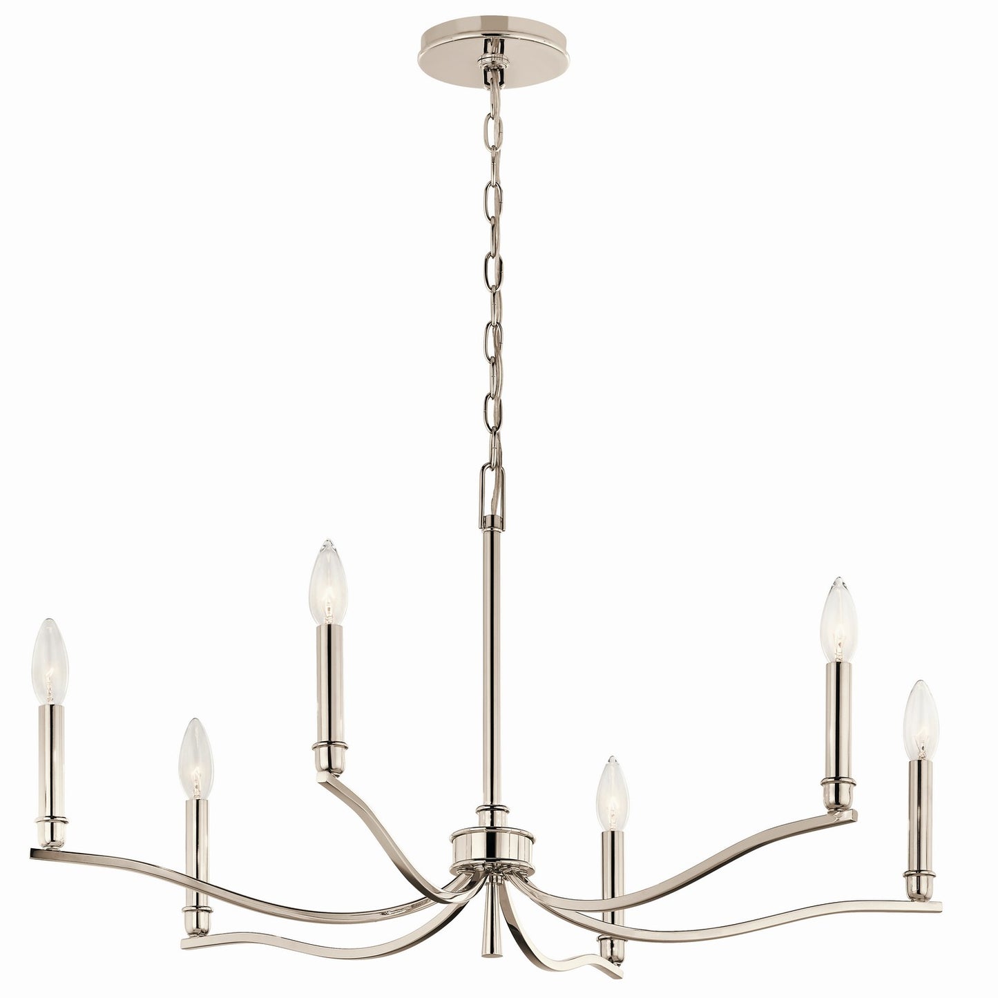 Malene Six Light Chandelier in Polished Nickel