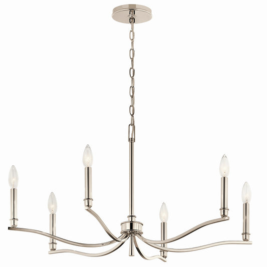 Malene Six Light Chandelier in Polished Nickel