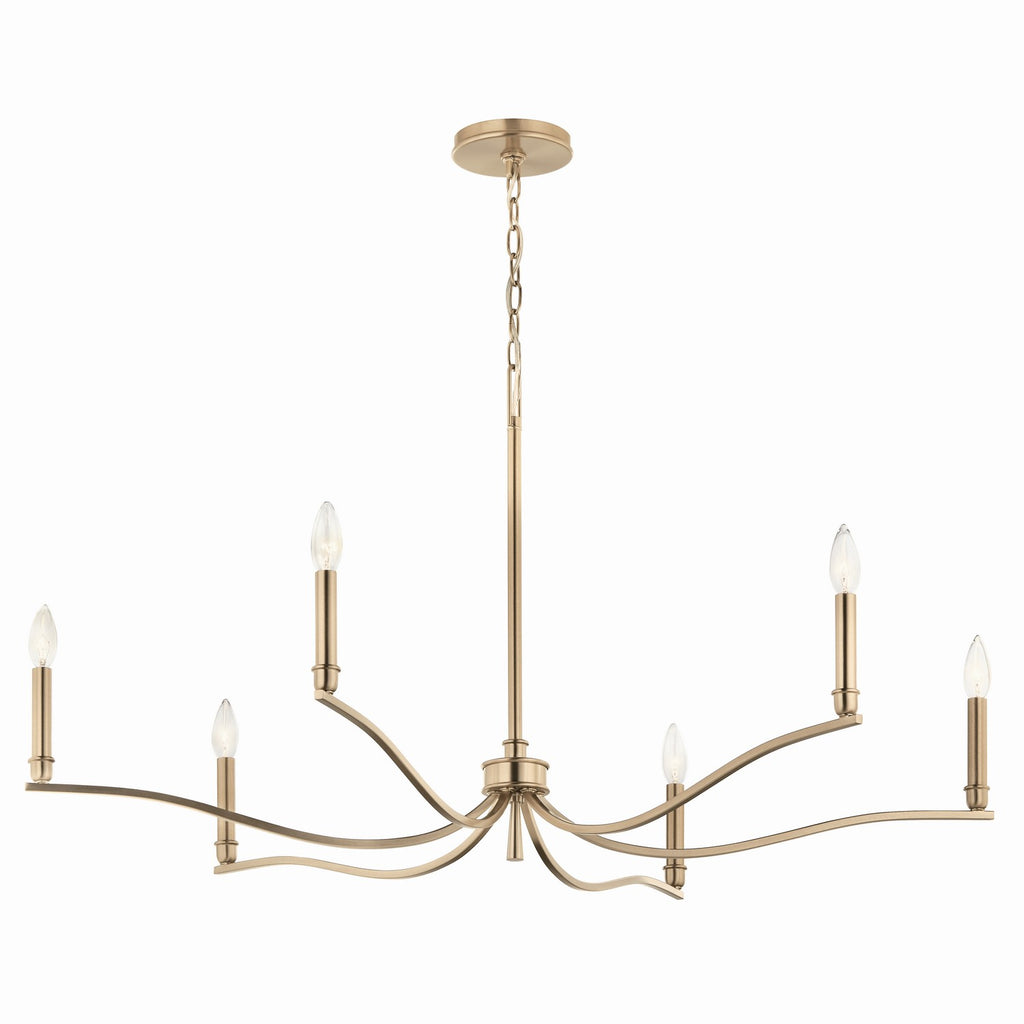 Malene Six Light Chandelier in Champagne Bronze